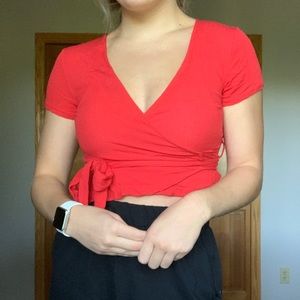 Pitaya Boutique Red Wrap Top